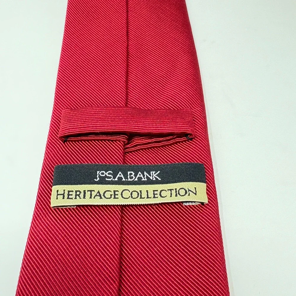 Jos ABank Heritage Collection Red Silk Cotton Blend Stripe Necktie Made in Italy